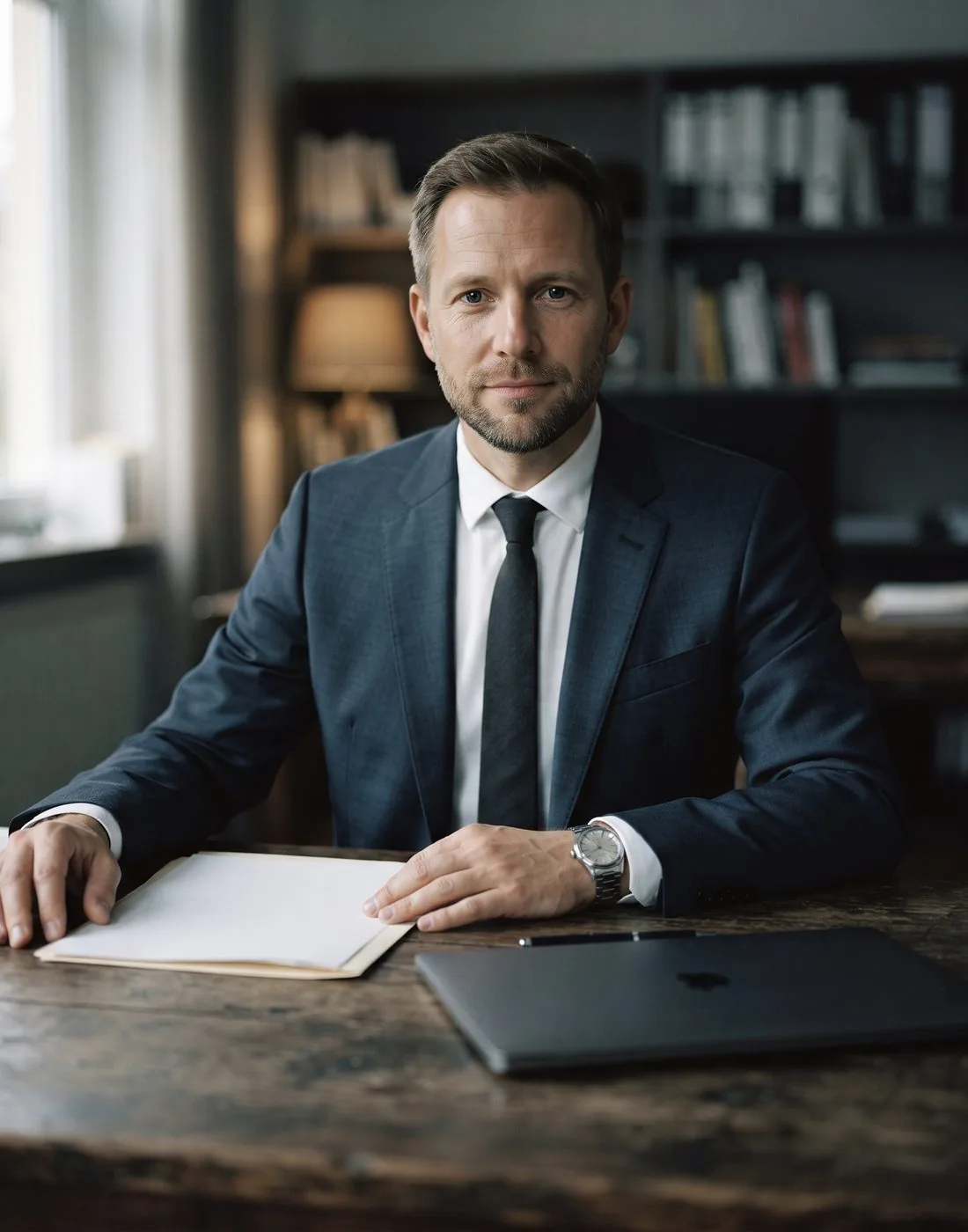 Jonas Osthoff am Schreibtisch mit einer geöffneten Akte